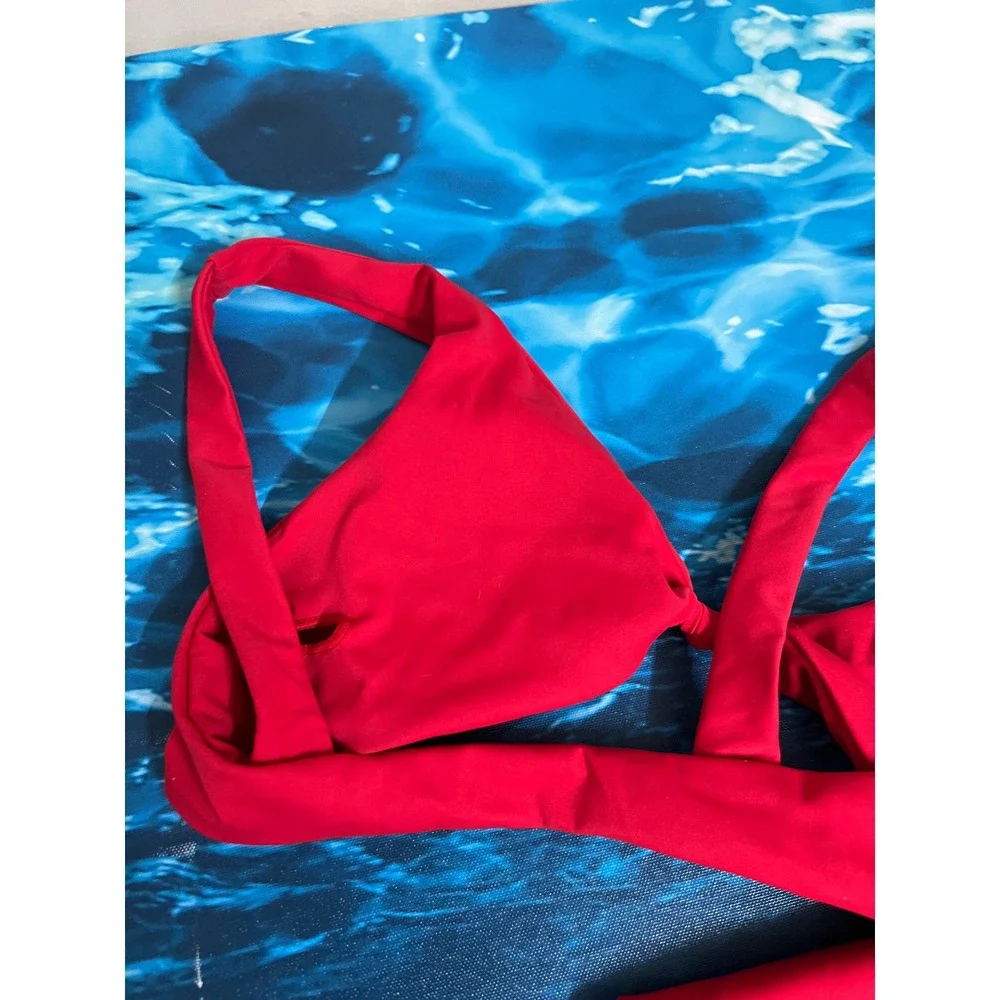☀️Unbranded Red Knot Front Bikini Set High Cut V-Waist Swimsuit Two Piece Womens